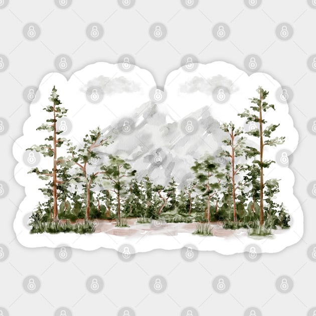 Watercolor Mountain and Forest Sticker by the nature buff